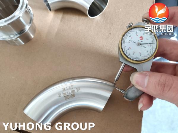ASTM A403 WP304 Stainless Steel Sanitary Fitting 90 Degree Elbow For Food