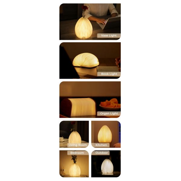 Modern E26 LED Rechargeable Folded Mushroom Paper Lamp Handmade