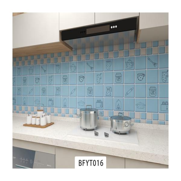 Waterproof Peel and Stick Wall Tile Stickers for Kitchen Backsplash Decor Geometric Pattern Heat Insulation