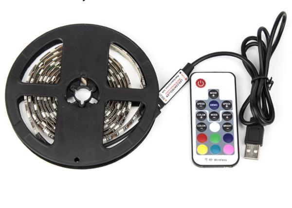 Cuttable Decorative USB TV Backlight  , Self Adhesive LED RGB Strip Kit 60LEDS / M