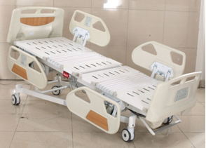 Electric Intensive Care   Hospital Bed with control panel on side rail