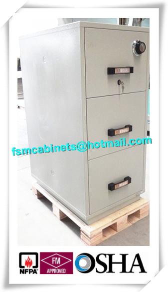 Steel 3 Drawer Fireproof Safety Cabinet , Fire Resistant File Cabinet For Paper Documents