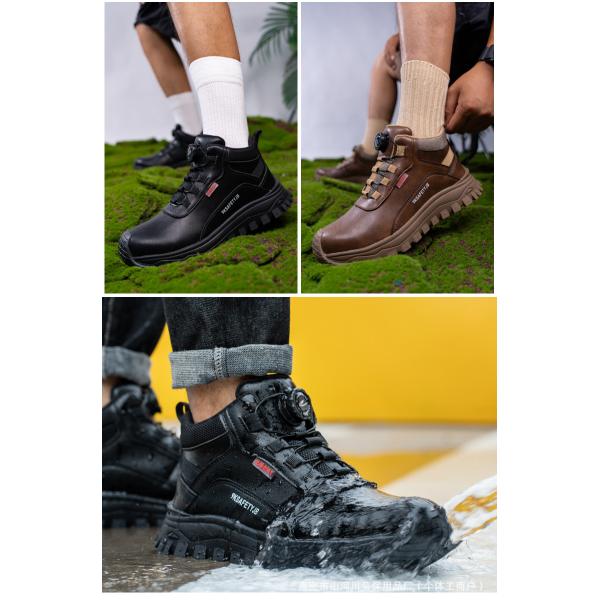 Electrical Safety Shoes Work Boots with Anti-smashing Plastic Toe, Rubber Sole, and Microfiber Leather for Ultimate Protection