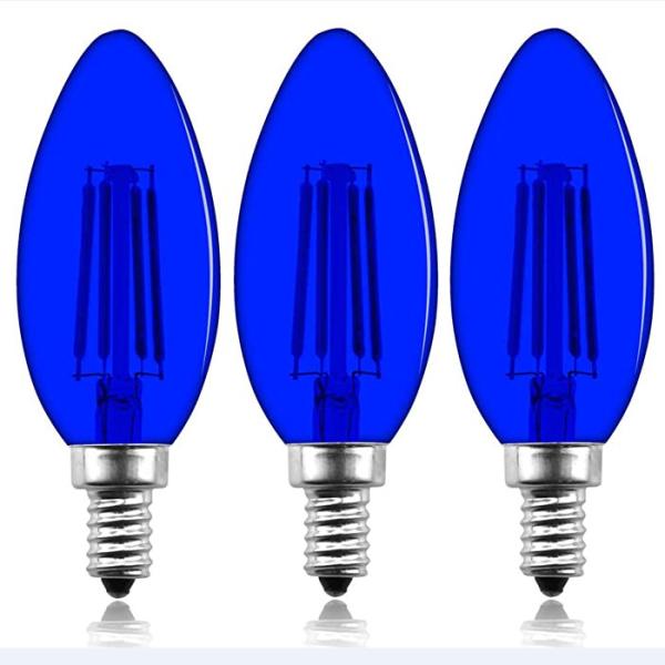 4W C35 Colored Edison Bulbs Blue E12 Candelabra Light Bulbs