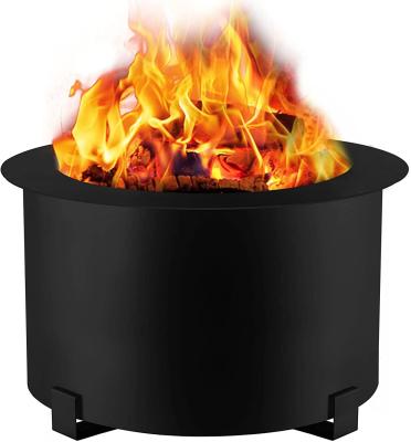 Carbon Steel 21.5 Inch Portable Smoke Free Fire Pit For Picnic Camping Backyard Black