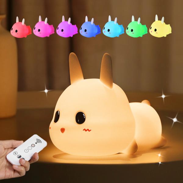 Modern Cute Rabbit LED RGB Night Light Touch Sensor Mood Lamp With White Shade Or Kids' Bedroom