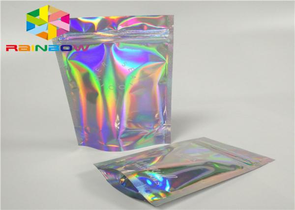 Malote da folha do laser Mylar com lado claro para da folha cosmética do holograma da embalagem do pó do brilho do verniz para as unhas sacos de empacotamento