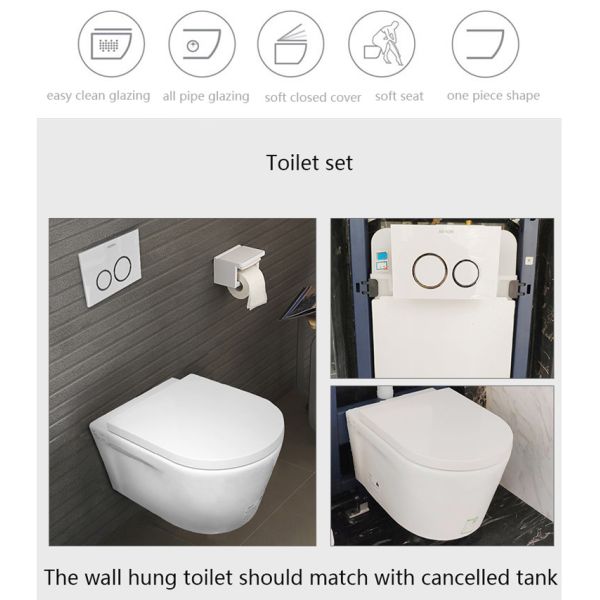 ARROW Water Saving Smart Wall Hung Toilet with Gravity Flushing and Concealed Tank