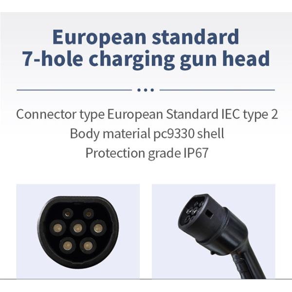 CCS2 Type 2 Outdoor Portable EV Charger 7KW 32A Flame Retardant