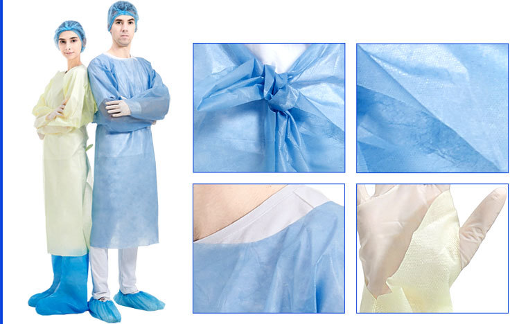 SMMS Film Laminate Thumb Buckle Surgical Gown with AAMI PB70 Level 4 Protection and Ergonomic Thumb Loops
