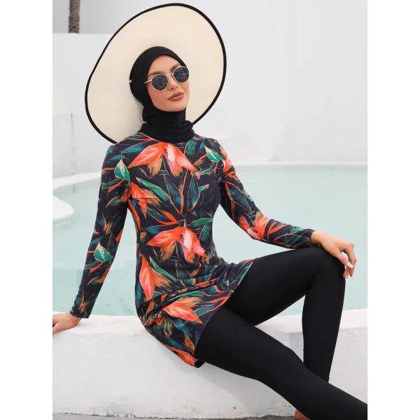 Swimwear исламских женщин Burkini напечатал Swimwear Hijab солнцезащитного крема исламский