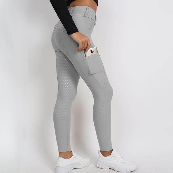 Silver Gray Breeches Women Horse Riding Tights 280gsm Custom Logo