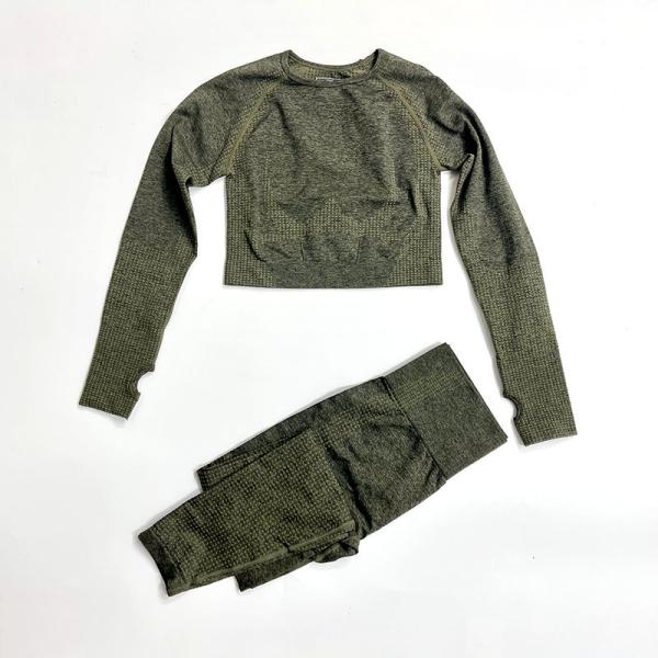 Безшовный вязать Activewear женщин устанавливает 260gsm наборы йоги 2 частей