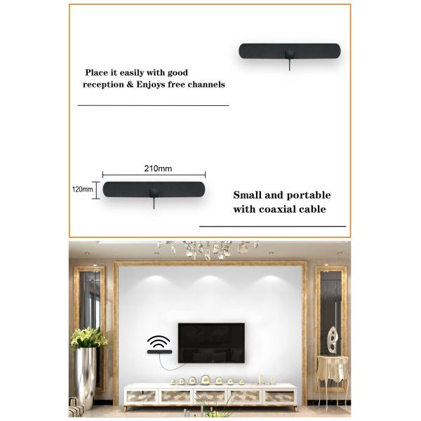 Isdb DVB-T 2-3dBi Ultra Thin Indoor Hdtv Antenna With Adhesive Sticker