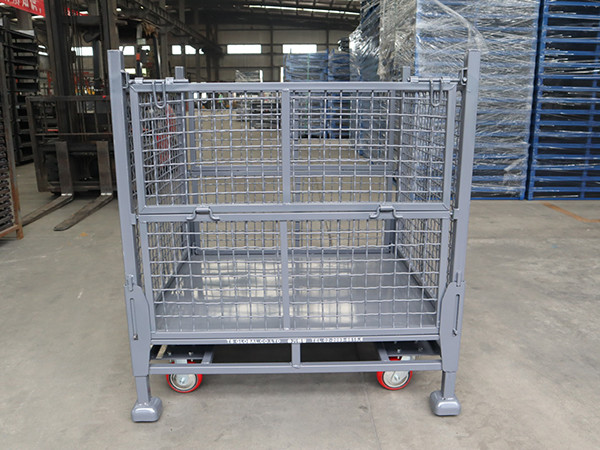 Warehouse Storage Wire Mesh Pallet Cage Customized Szie 500 - 1000kg Load Capacity