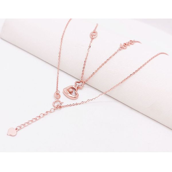 Colgante de oro rosa original de 18K con collar para mujeres