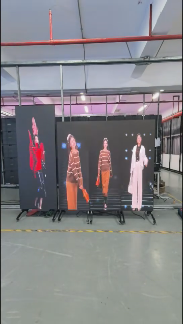 P2.976 LED Poster Display with 800nit High Brightness and 33mm Ultra-Slim Cabinet on Locking Castor Wheels
