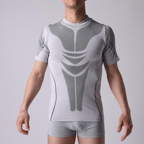 T-shirt seamless short sleeve for men,  stretch tight compression Gym shirt plain  XLSS003