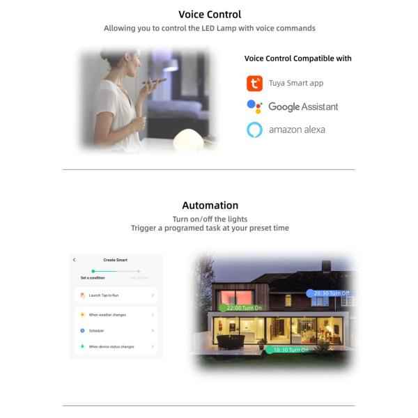 Megapower App Control Table Lamp Color Changing RGB & Dimmable Warm White Night Light for Bedrooms and Outdoor