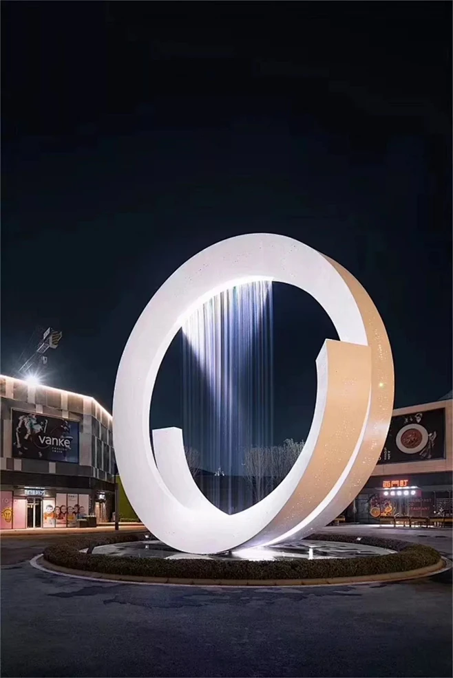 Polished Stainless Steel Circle Monument Grand Statement Piece For Hotel Atriums