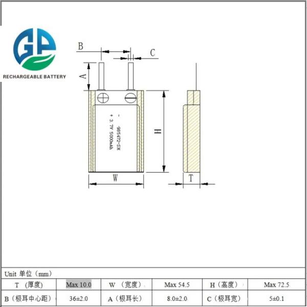 3.7в Ли-полимерная батарея 985472 5000mAh 3.7V 18.5WH перезаряжаемая львиная полимерная батарея