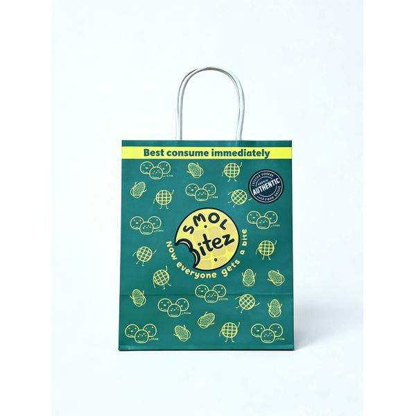 Custom Recyclable Disposable Kraft Paper Twisted Handle  Bag Printing for Shopping Bakery