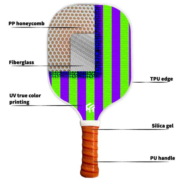 Custom PP Honeycomb Core Fiberglass Pickleball Set 4 Pickleballs And 2 Paddles
