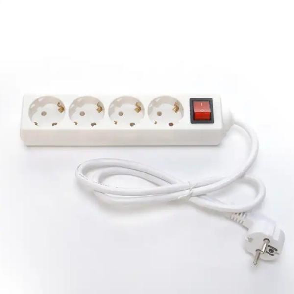 EU Certified H05VV-F 3x1.5mm2 4 Outlet Power Strip Socket Extension Cord with Switch Eu Plug 16A