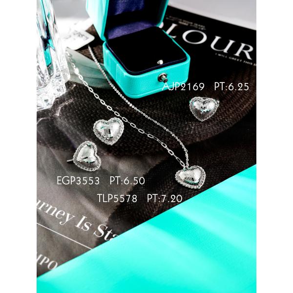 Pt series sweet heart platinum necklace earring rings to lover