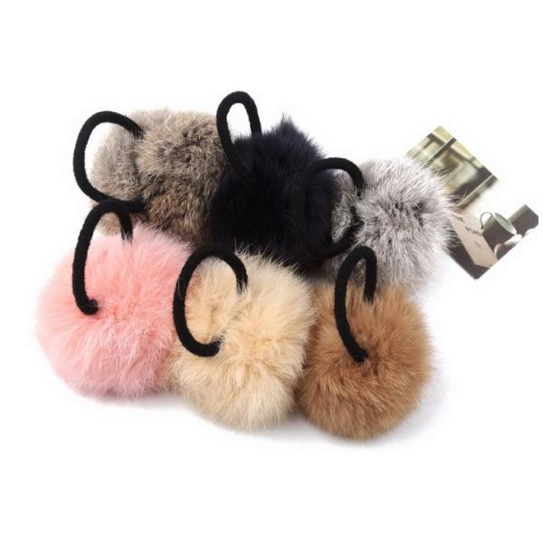 Autumn and winter days really rabbit fur ball hair ring head Shengpi tendons