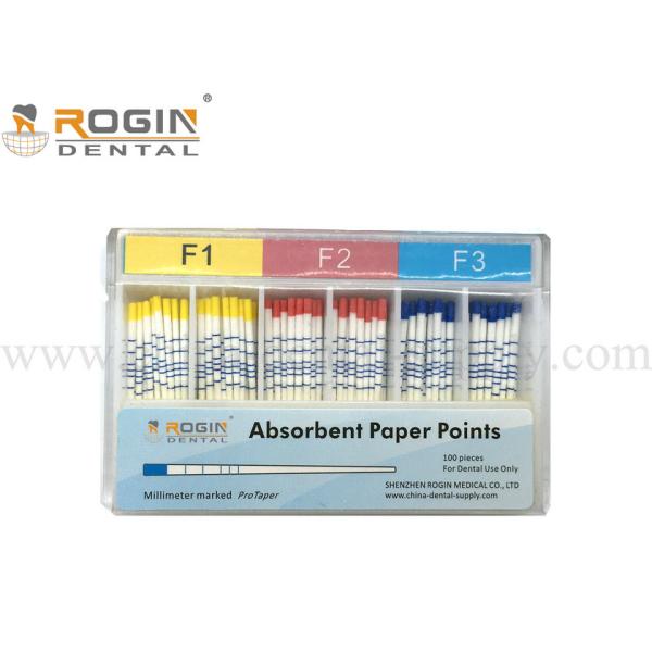 F-3 matériel Endodontic de 2% 4% 6% d'OIN de taille des points absorbants de code à couleurs F1 F2 de papier