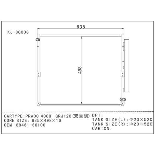Auto Toyota AC Condenser For PRADO 4000 GRJ120 OEM 8846135150