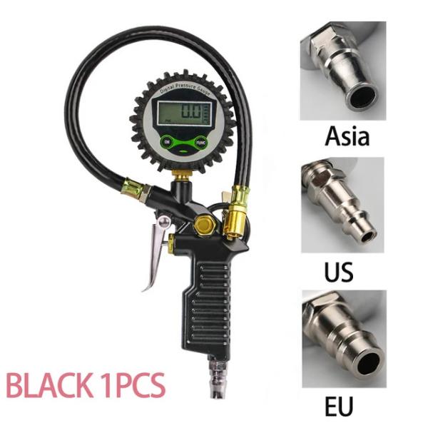 Digital LCD Display Inflation Monitoring Manometer Car EU Tire Air Pressure Inflator Gauge LED Backlight Vehicle
