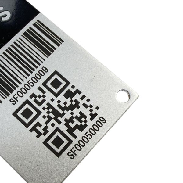 Custom Silver Surface Black Logo Metal Asset Tag Aluminum Serial Number Barcode Label for Warehouse Management