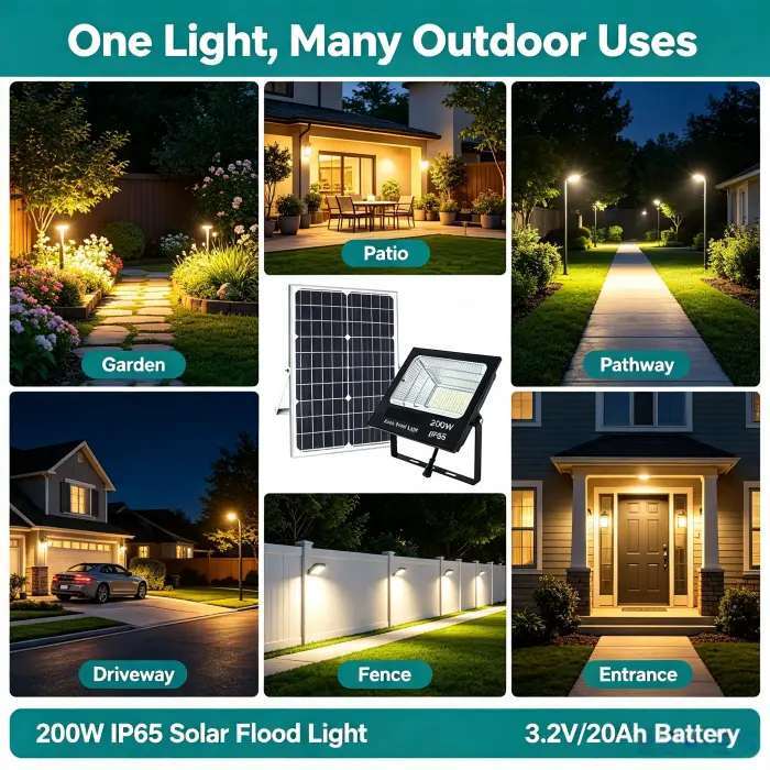 IP65 Weatherproof Solar Flood Light For Driveway Backyard Garage Security
