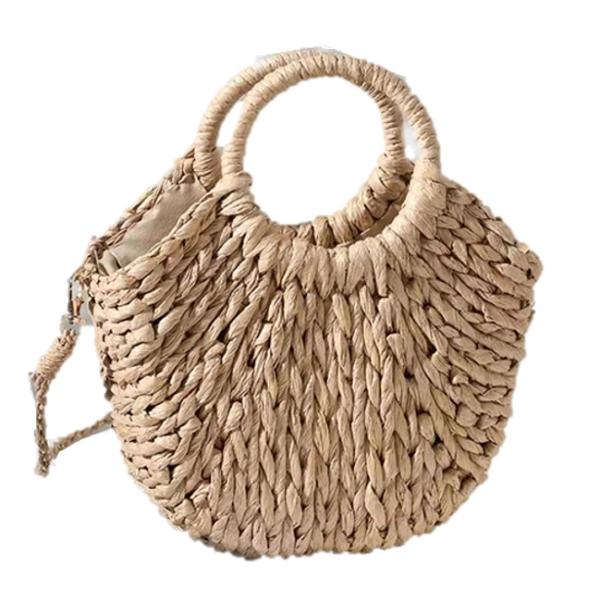 Corn Skin Woven Crochet Hand Bag , Woven Beach Bag Shell Flower Decorative ODM