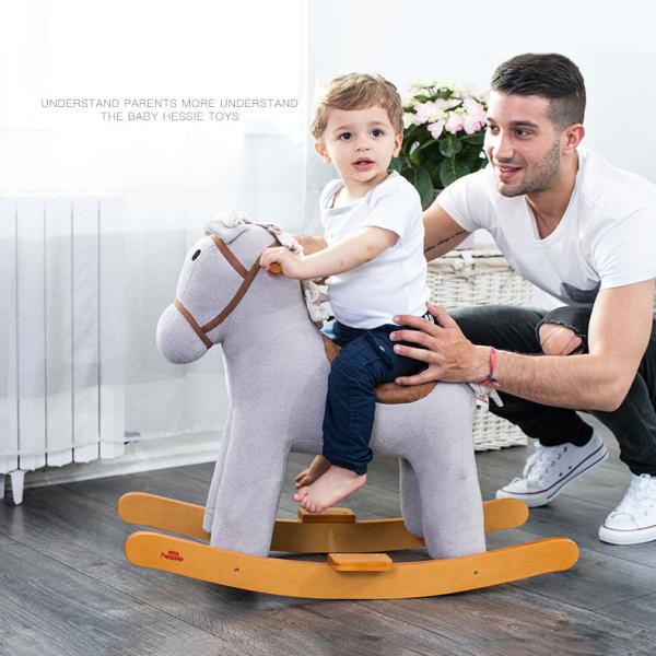 Unisex Solid Wood Toddler Ride-On Rocking Horse for Baby Nursery Activities Play 1-5 Year Old Boys Girls Birthday Gift