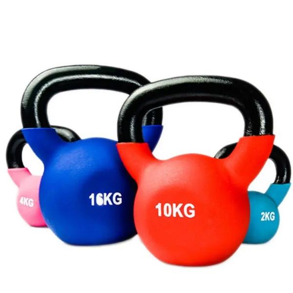 Custom Logo Gym Home Color 16kg Neoprene Vinyl Coated Adjustable Cast Iron Weightlifting Kettlebell Set