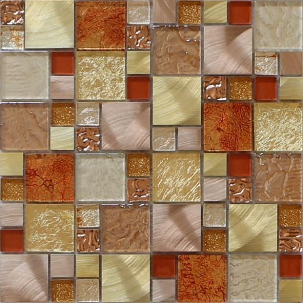 Gold leaf crystal glass mix metal mosaic perfect for wall decoration