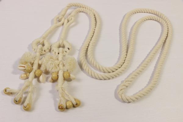 Traditional Bohemian Bead Sea Shell Cotton Rope Belt For Waistband Or Curtain Tie