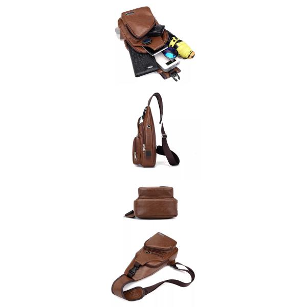 Кожа PU сумки плечевого ремня посыльного USB поручая многоразовая