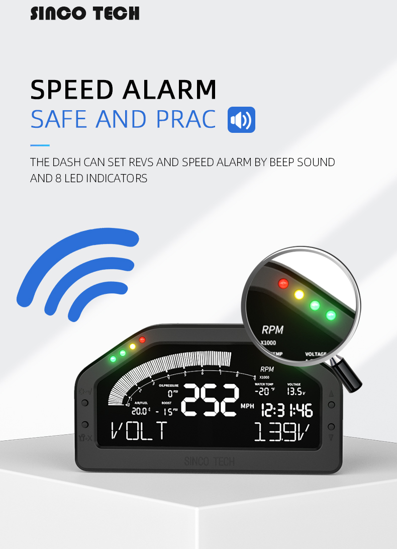 Датчики гоночной машины ABS 16VDC Bluetooth дисплея LCD 6,5 дюйма