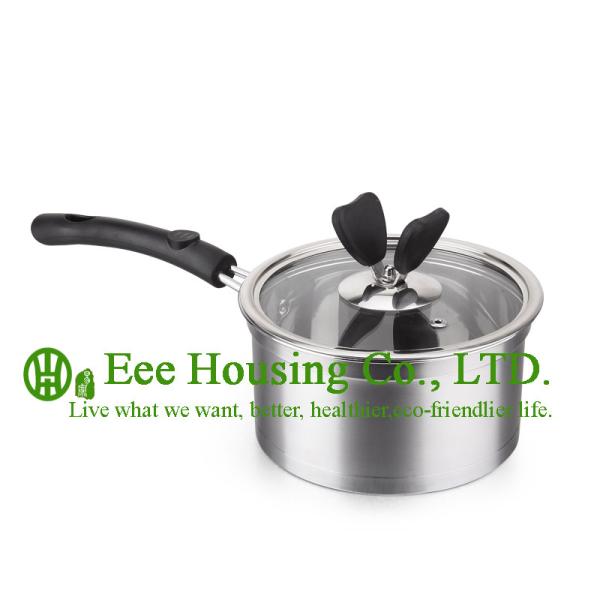 3 pieces stainless steel cooking cookware including fry pan and soup pot and milK pot
