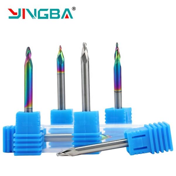 Yingba Hot Sale Alumminum Engraving Router Bits DLC Coating 2F Taper Ball Nose for Carving Aluminum Milling Cutter