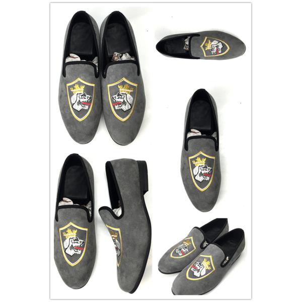 Durable Comfort Full Grain Leather Loafers , Grey Hand Painted Loafers
