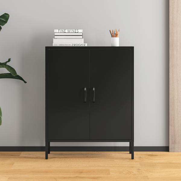 Modern Ultra-Thin Metal Sideboard Buffet Cabinet With 2 Steel Doors Dining Room Furniture for Home Use Living Bedroom Storage