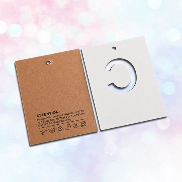 Brown White Round Coated Paper Hanging Tags Customized Recycled