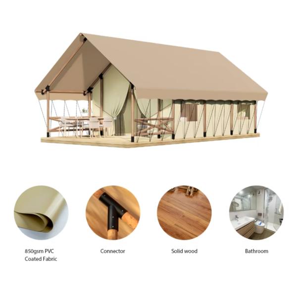 Fabrique Tentes de safari Glamping extérieur Tentes de toile Glamping avec salle de bains pour la maison