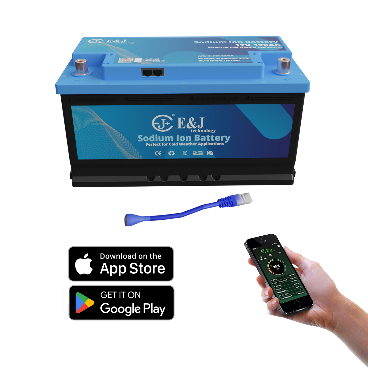 EJ EJ12120SODIUM Prismatic Sodium Air Battery 12V 120Ah 1896Wh Sodium Ion EV Battery