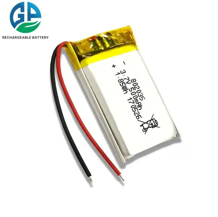 KC одобрил Липо аккумулятор 802035 3.7v 500mah Литий полимерный аккумулятор